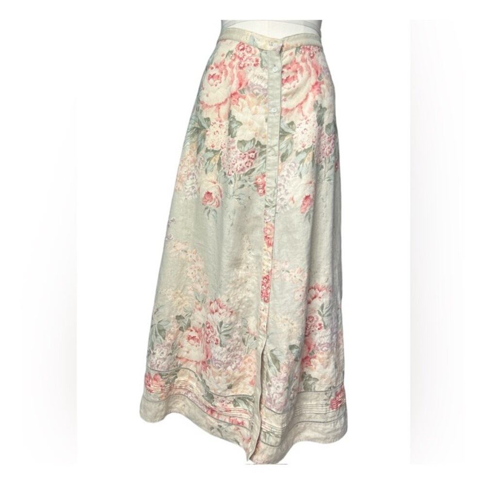 Ralph Lauren Skirt Floral 100% Linen Maxi Boho Cottagecore Cottagerose 6 - Picture 2 of 9